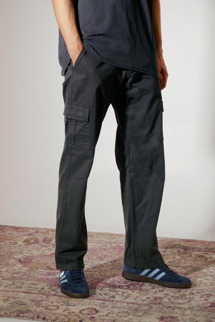 Black Fixed Waist Relaxed Cargo Trouser image number 1