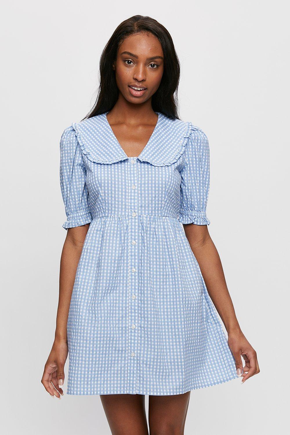 Dresses Blue Gingham Mini Dress Dorothy Perkins