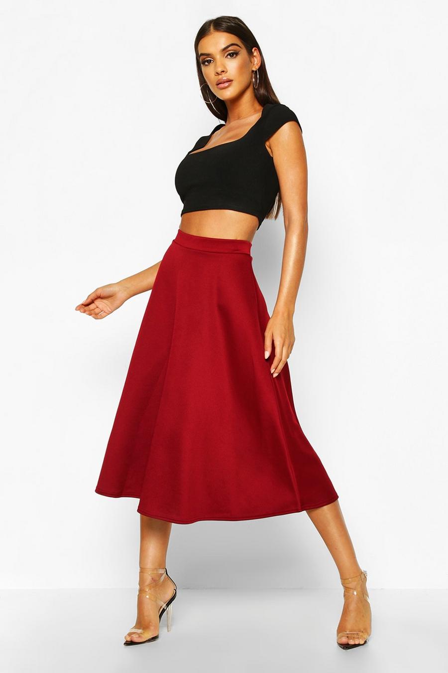 Berry Basic Plain Full Circle Midi Skirt image number 1