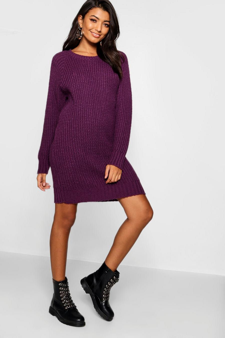 Black plum Soft Knit Sweater Dress image number 1