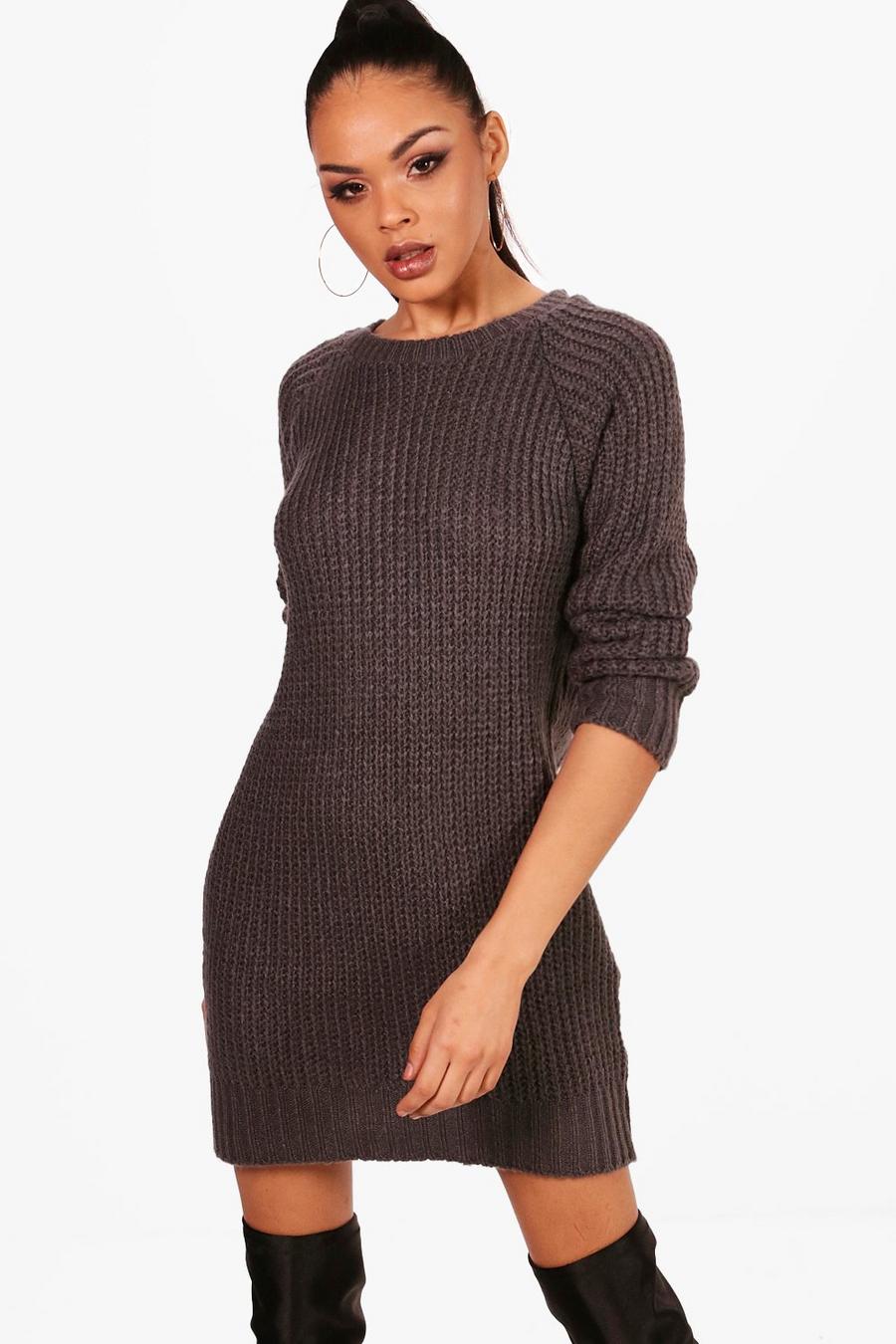 Charcoal Soft Knit Jumper Dress image number 1