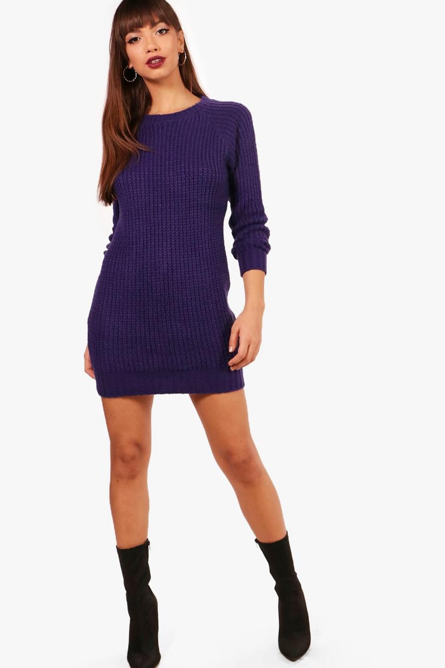 Black plum Soft Knitted Sweater Dress image number 1