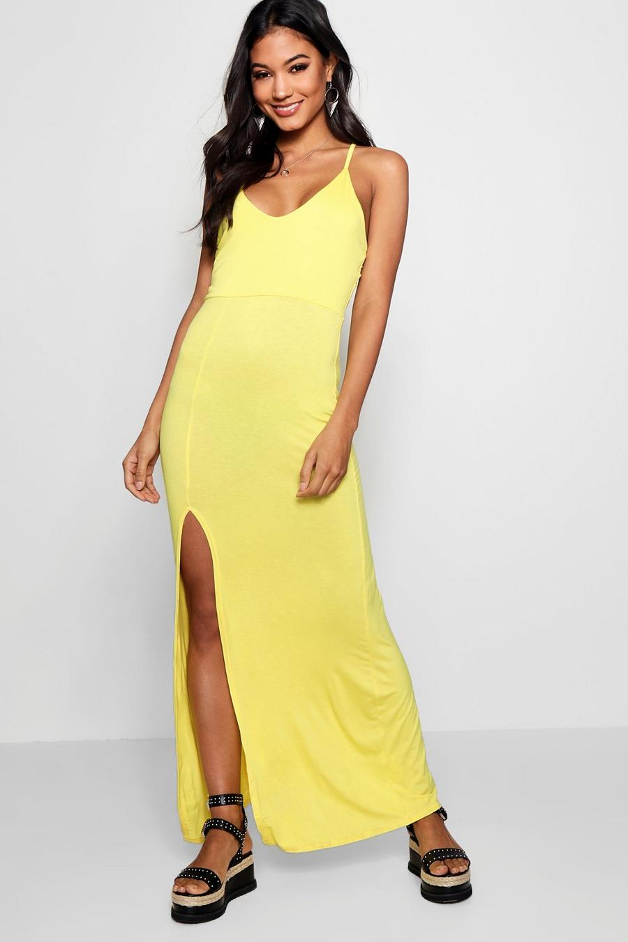 Maxi-Kleid mit schmalen Rückenträgern, Yellow image number 1