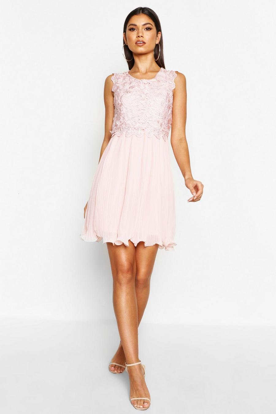 Blush Boutique Corded Lace Pleated Skater Dress image number 1