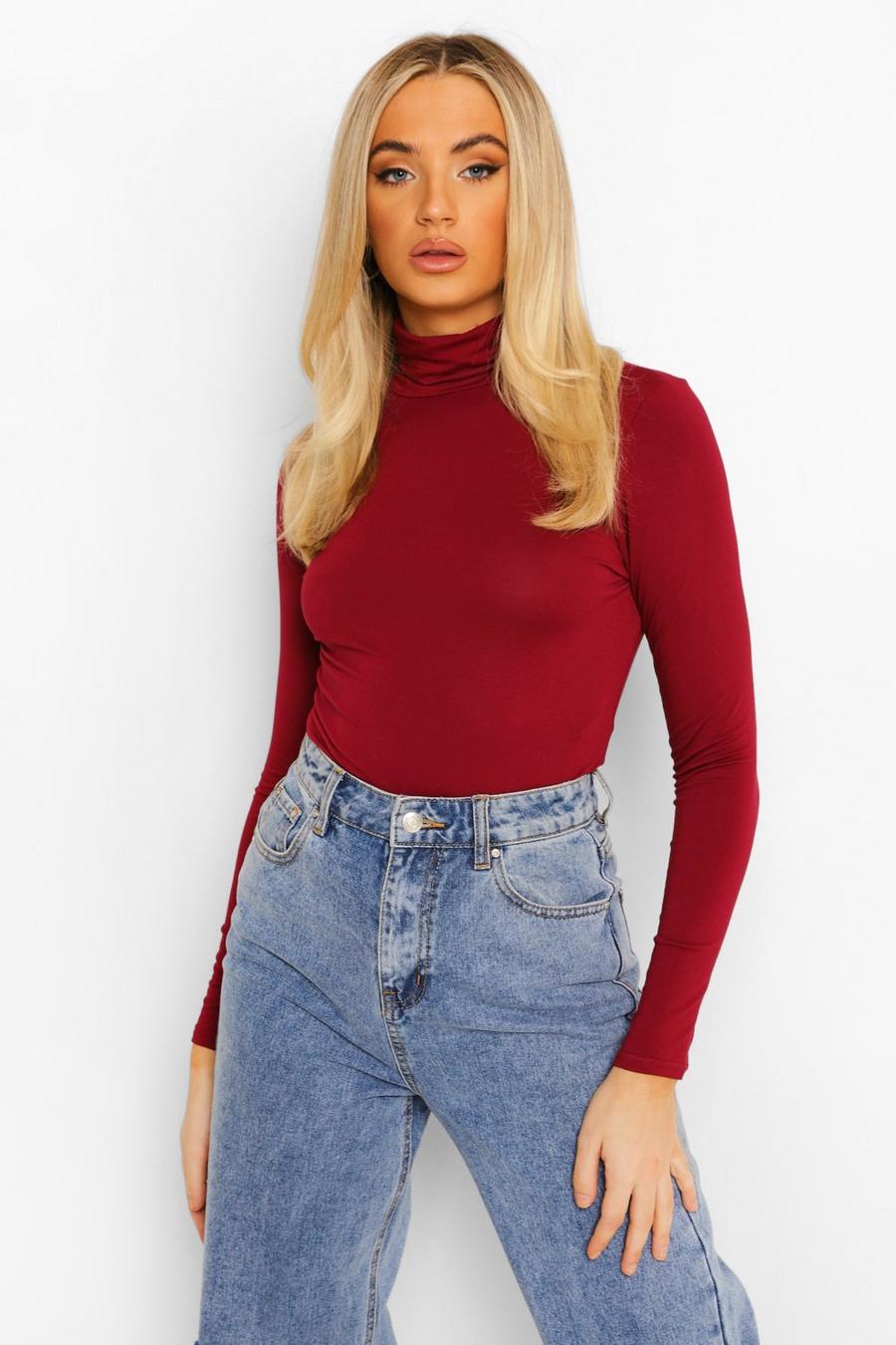 Berry Basic Turtle Neck Long Sleeve Top image number 1