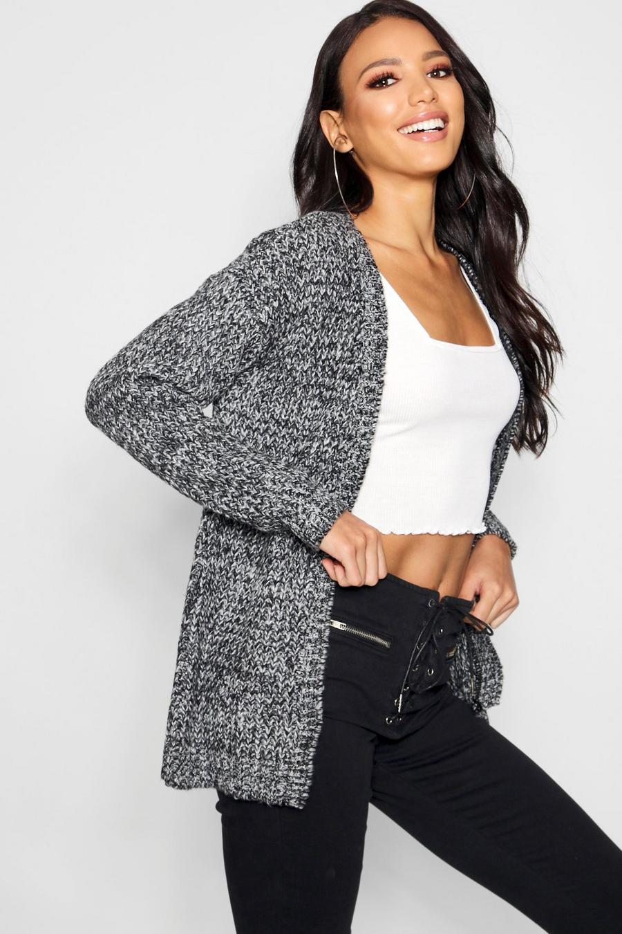 Stone Edge To Edge Grungy Marl Knit Cardigan image number 1