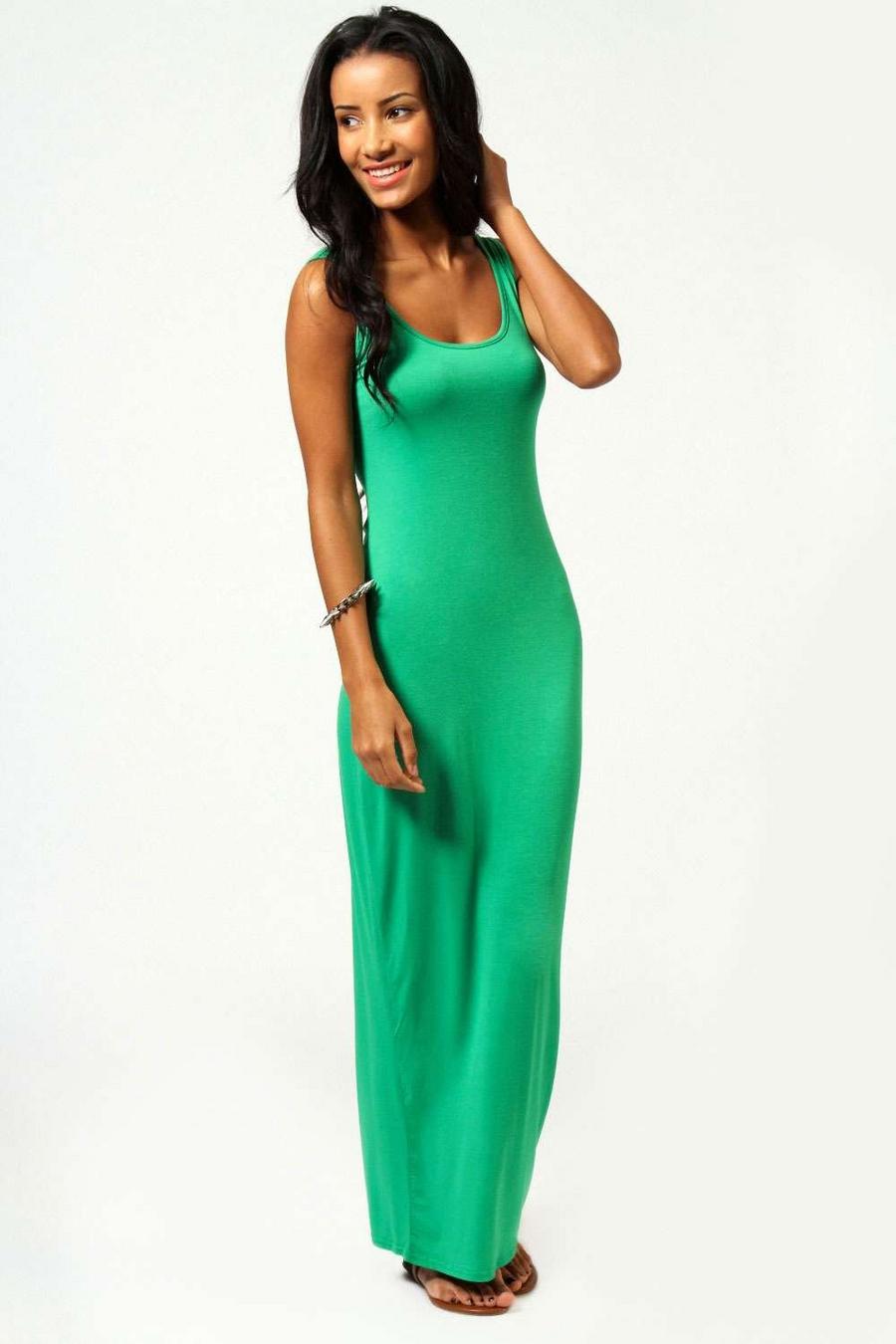 Vestido Petite maxi con escote redondo en color arena, Bright green image number 1