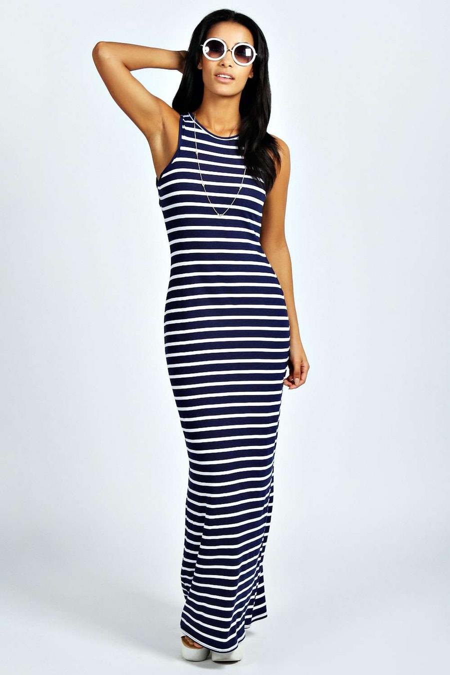 Multi Striped Cut Away Maxi Dress image number 1