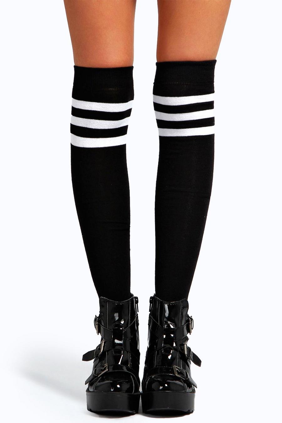 Black Stripe Top Knee High Socks image number 1