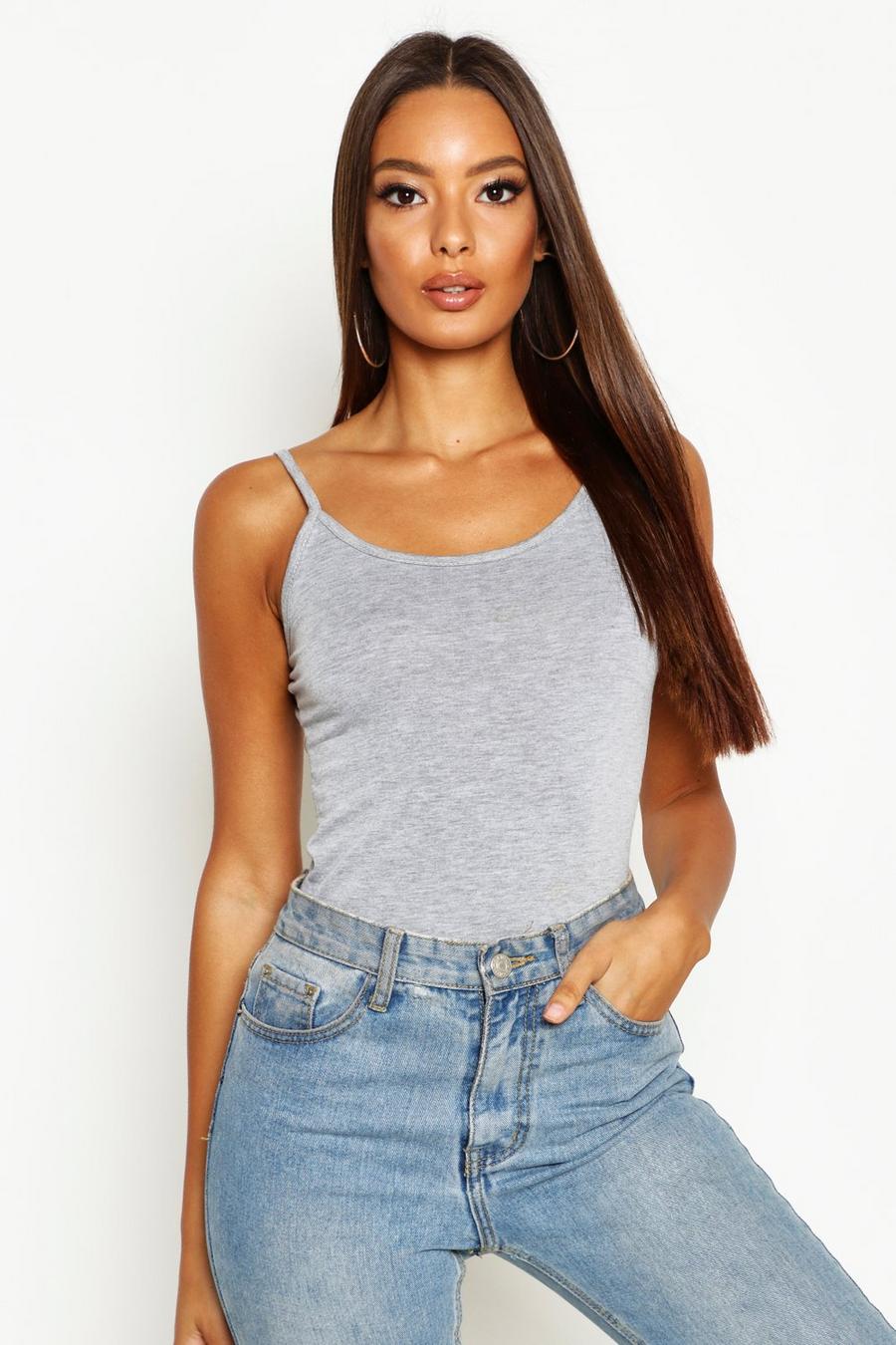 Grey marl Basic Strappy Tank Top image number 1