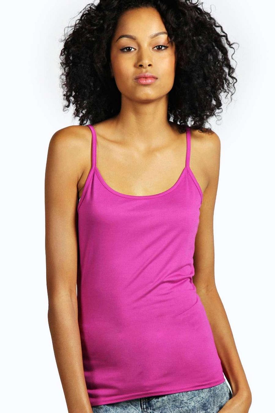 Raspberry Pink Basic Strappy Tank Top image number 1