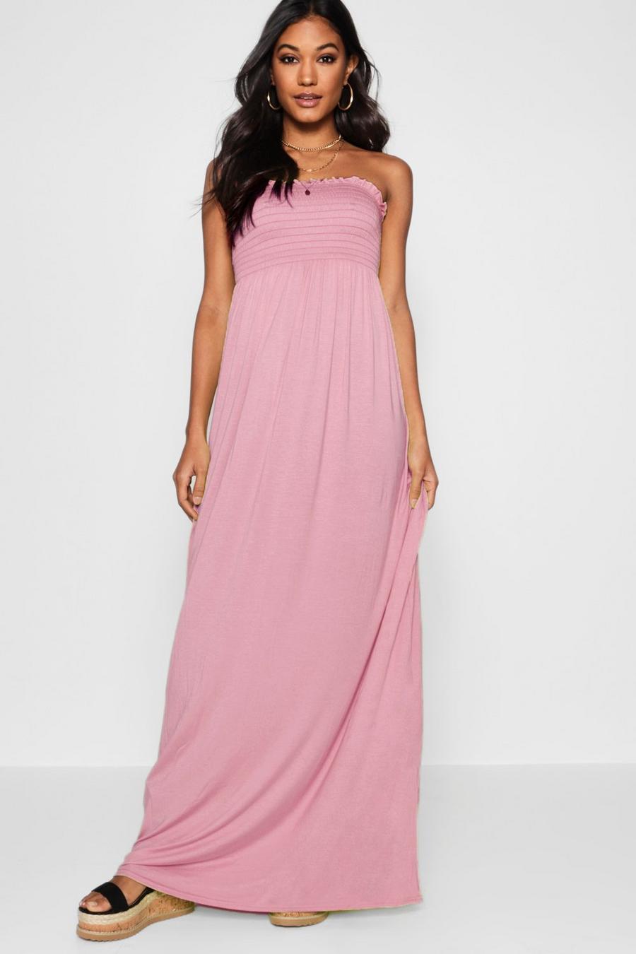 Dusky pink Shirred Bandeau Maxi Dress image number 1