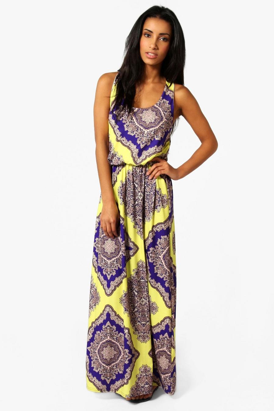 Neon Racer-Maxikleid mit Paisley-Print, Mehrfarbig image number 1