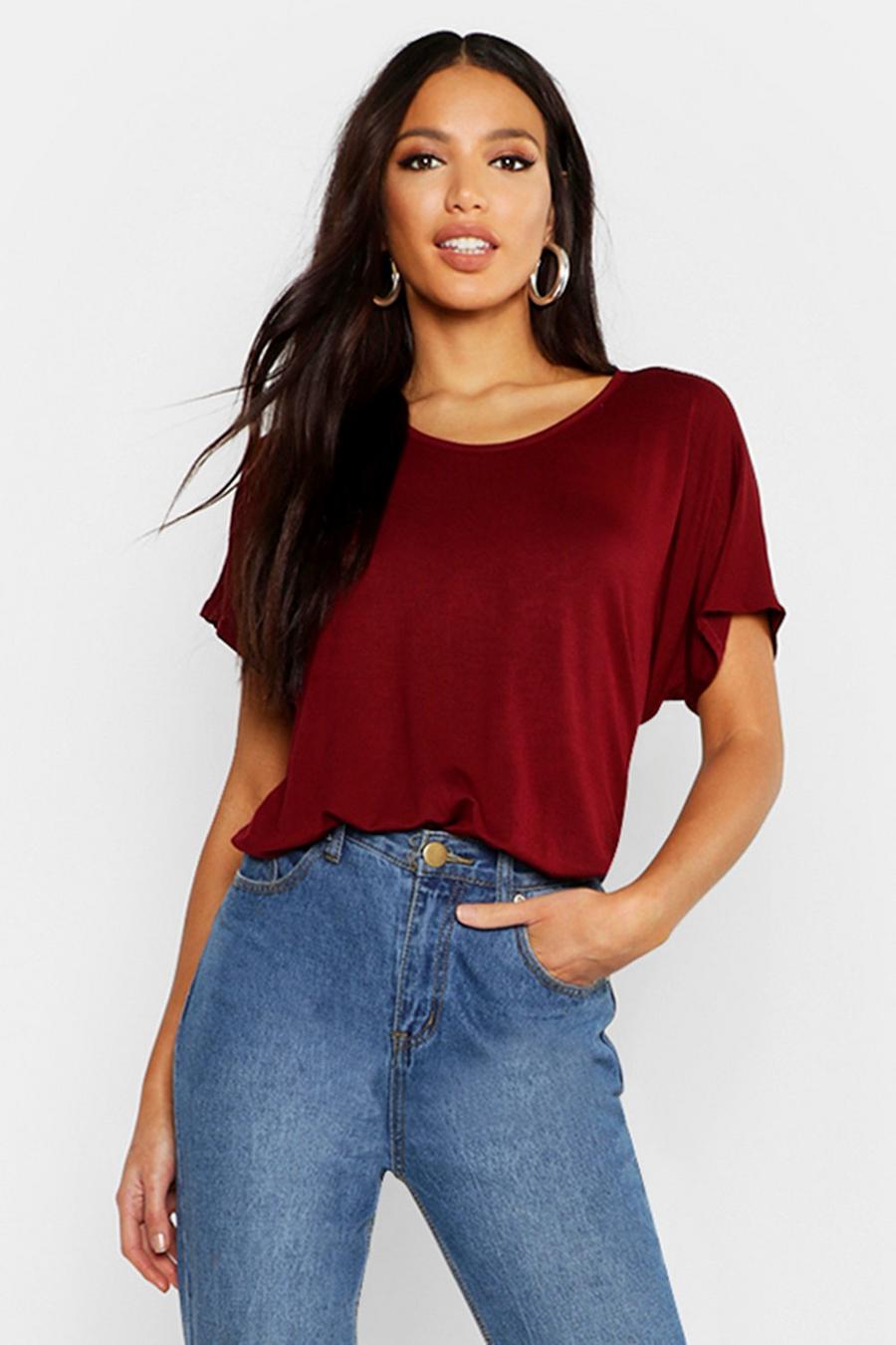 Wine Basic Oversized T-Shirt image number 1