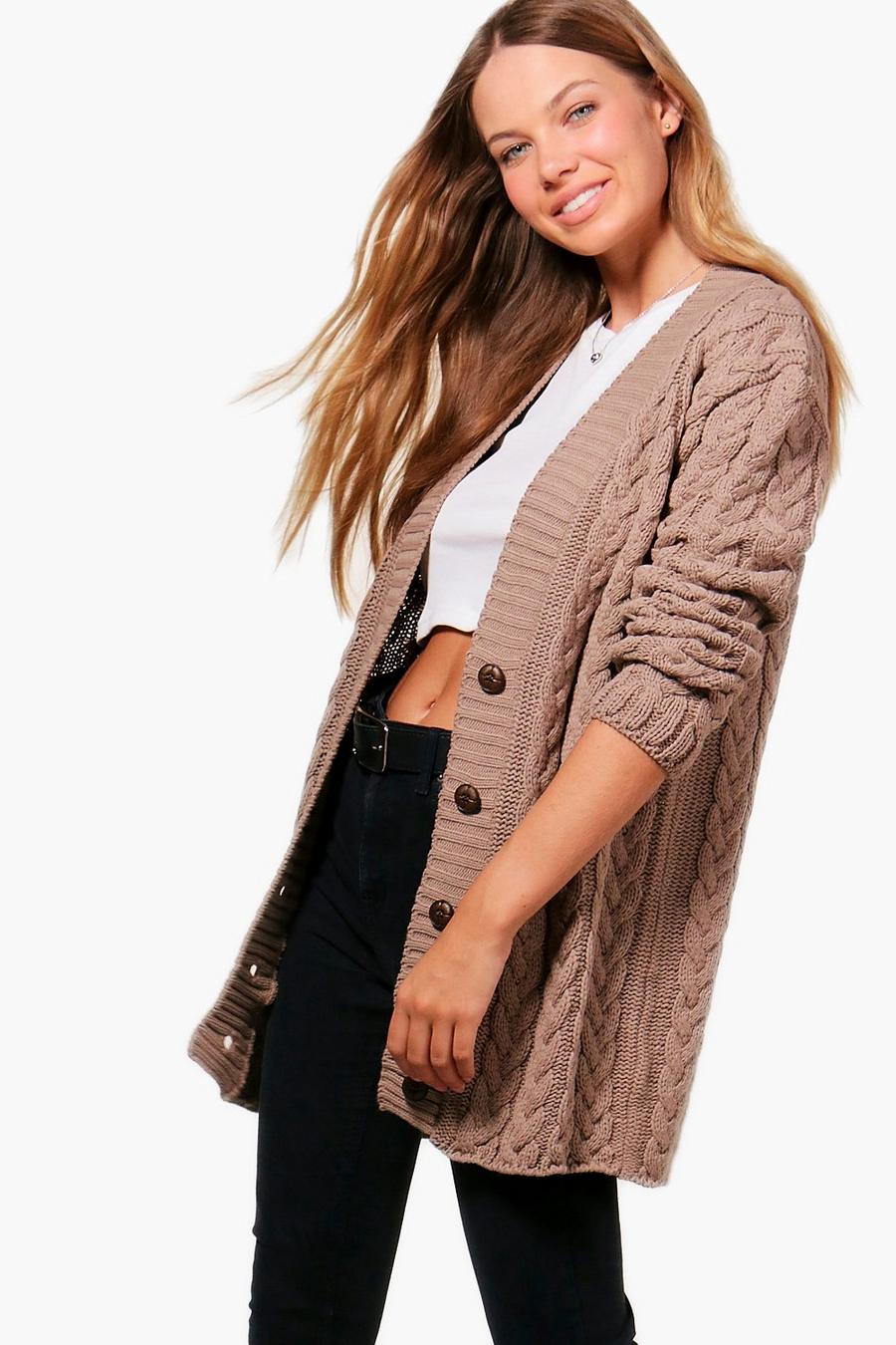 Mink Cable Knit Cardigan image number 1
