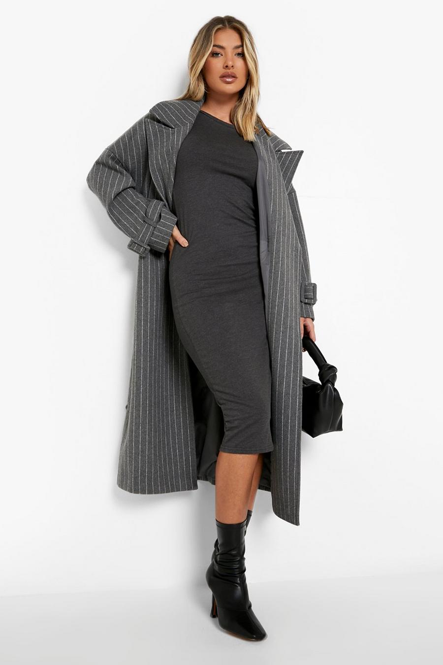 Charcoal Basics Cap Sleeve Jersey Bodycon Midi Dress image number 1