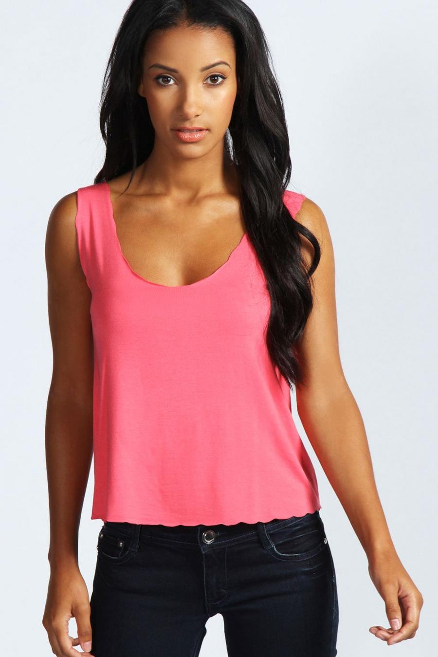 Coral Cora Scallop Edge Jersey Tank image number 1