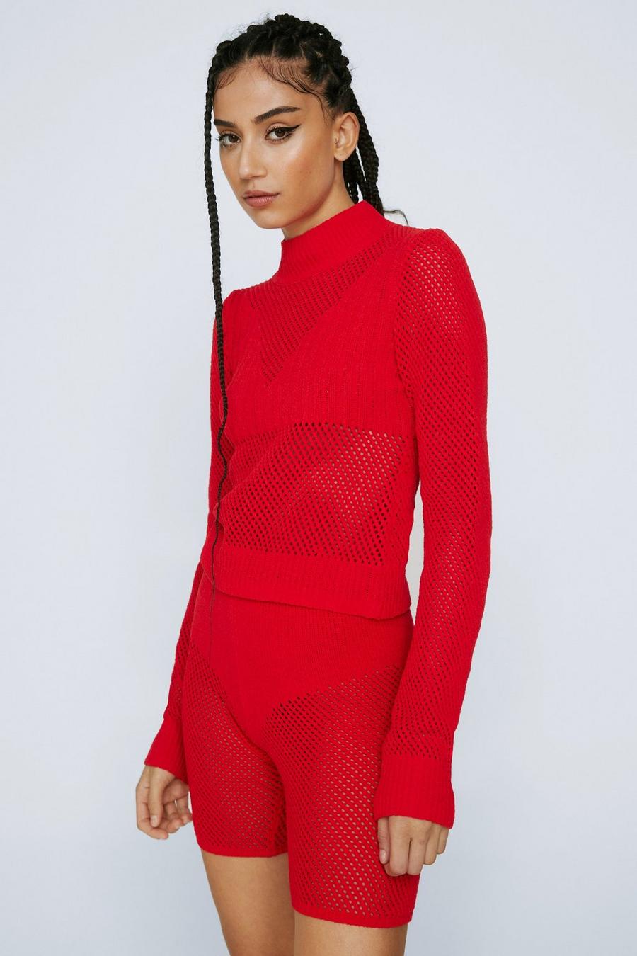 Red Brunello Cucinelli half-zip long sleeve sweater