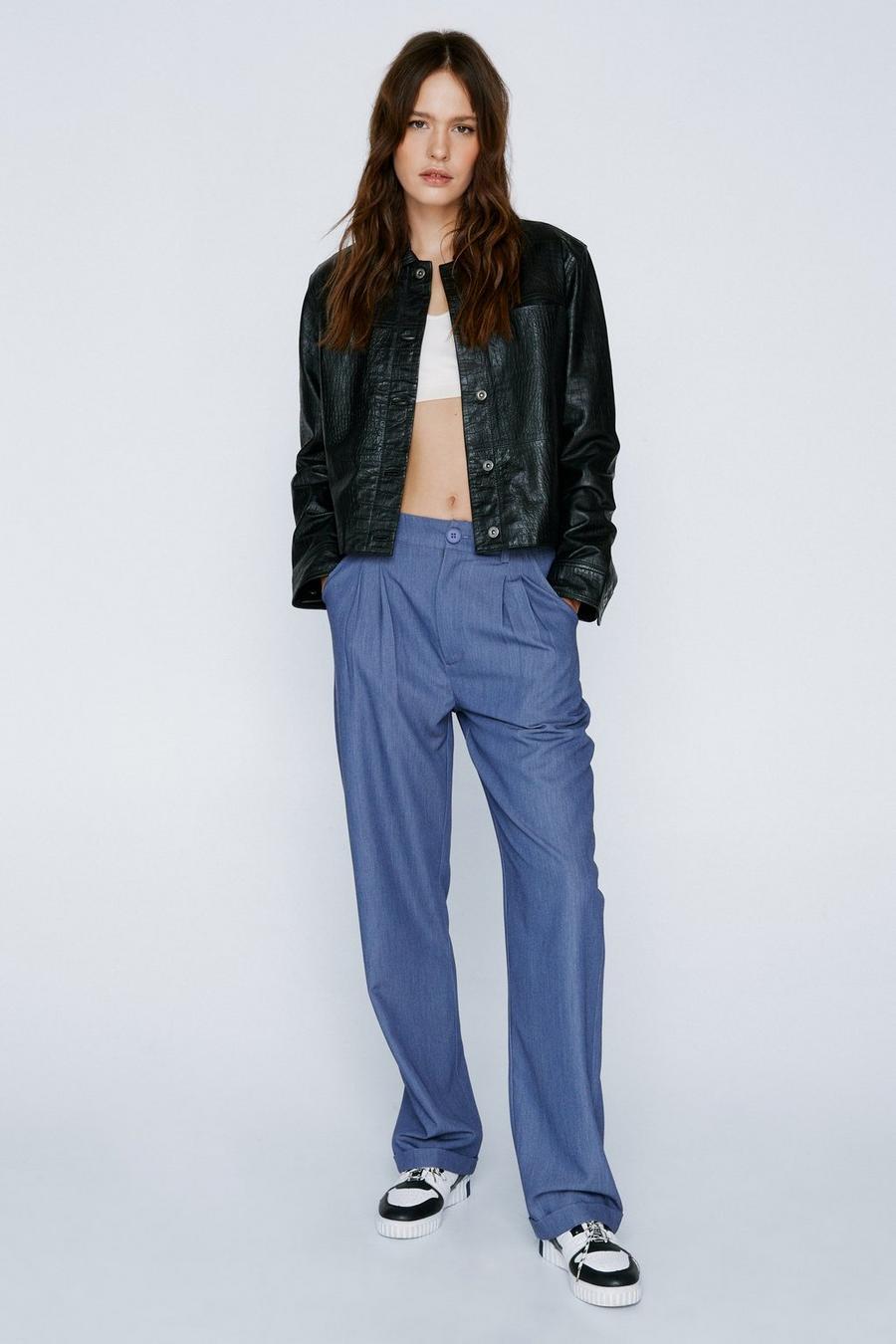 Denim-blue Tailored Turn Up Trousers