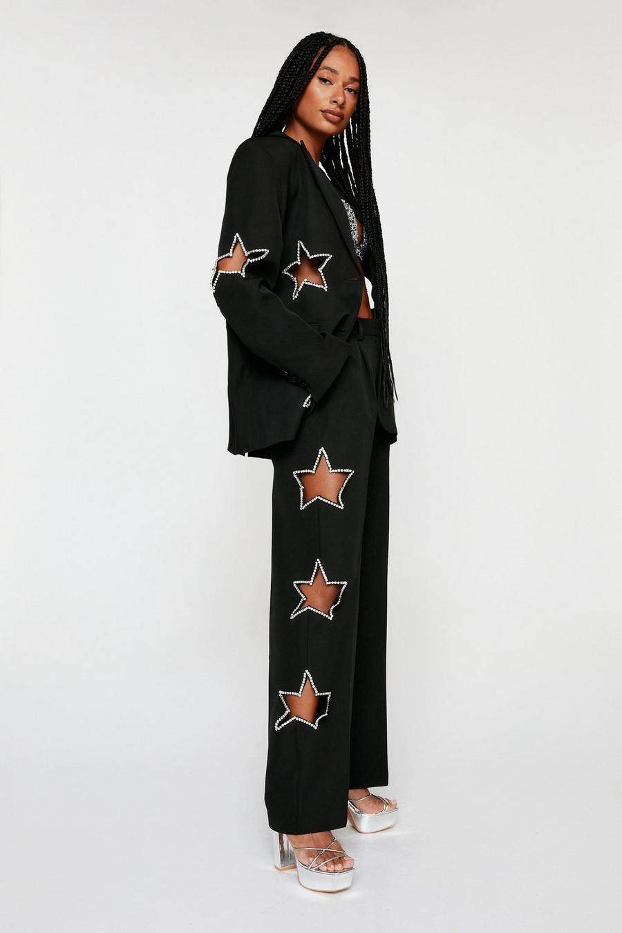 Black Premium Star Embellished Pants