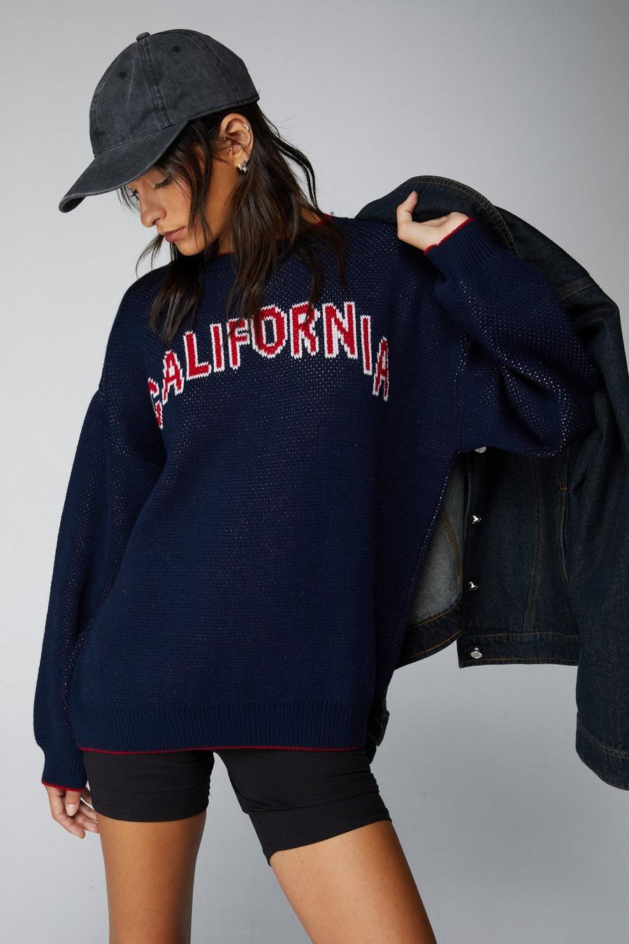 Navy California Oversized Knitted Sweater