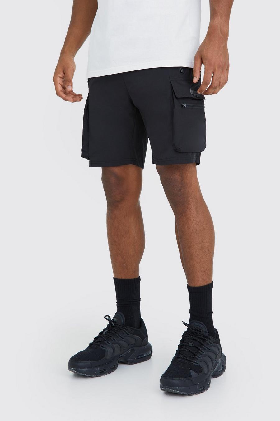 Man Active Cargo-Shorts, Black