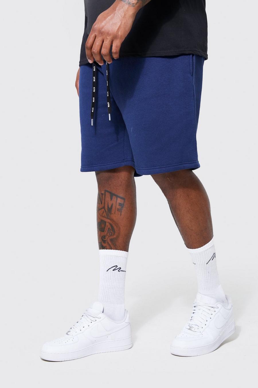 Grande taille - Short en jersey avec cordons à inscriptions - MAN, Navy