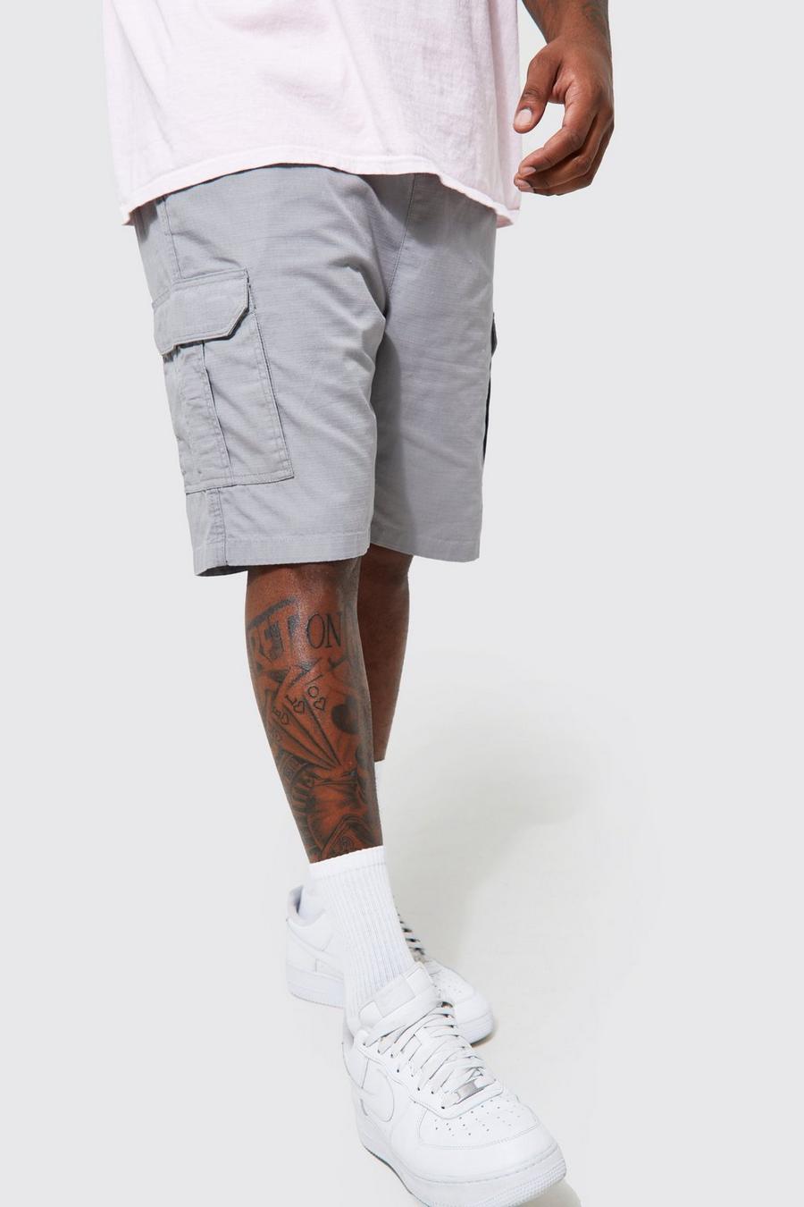 Charcoal Plus Cargo Shorts Met Elastische Taille