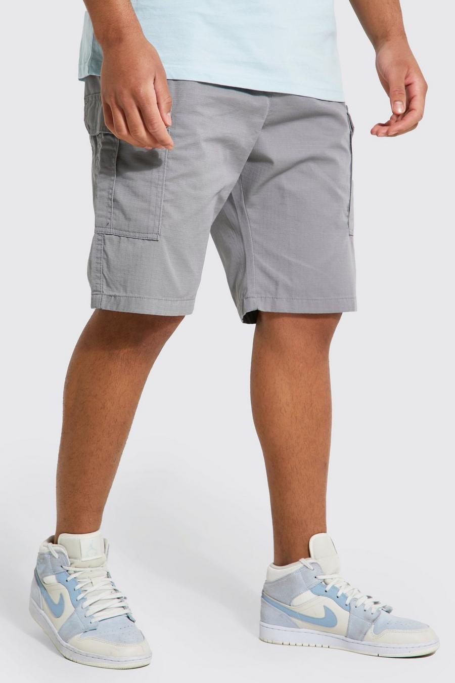 Tall Cargo-Shorts mit elastischem Bund, Charcoal