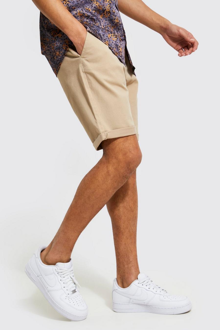 Tall Skinny Chino-Shorts, Stone