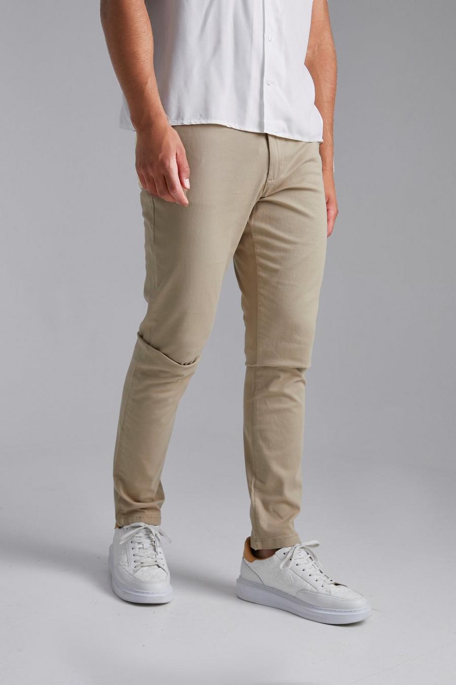 Stone Tall Skinny Fit Chino Trousers