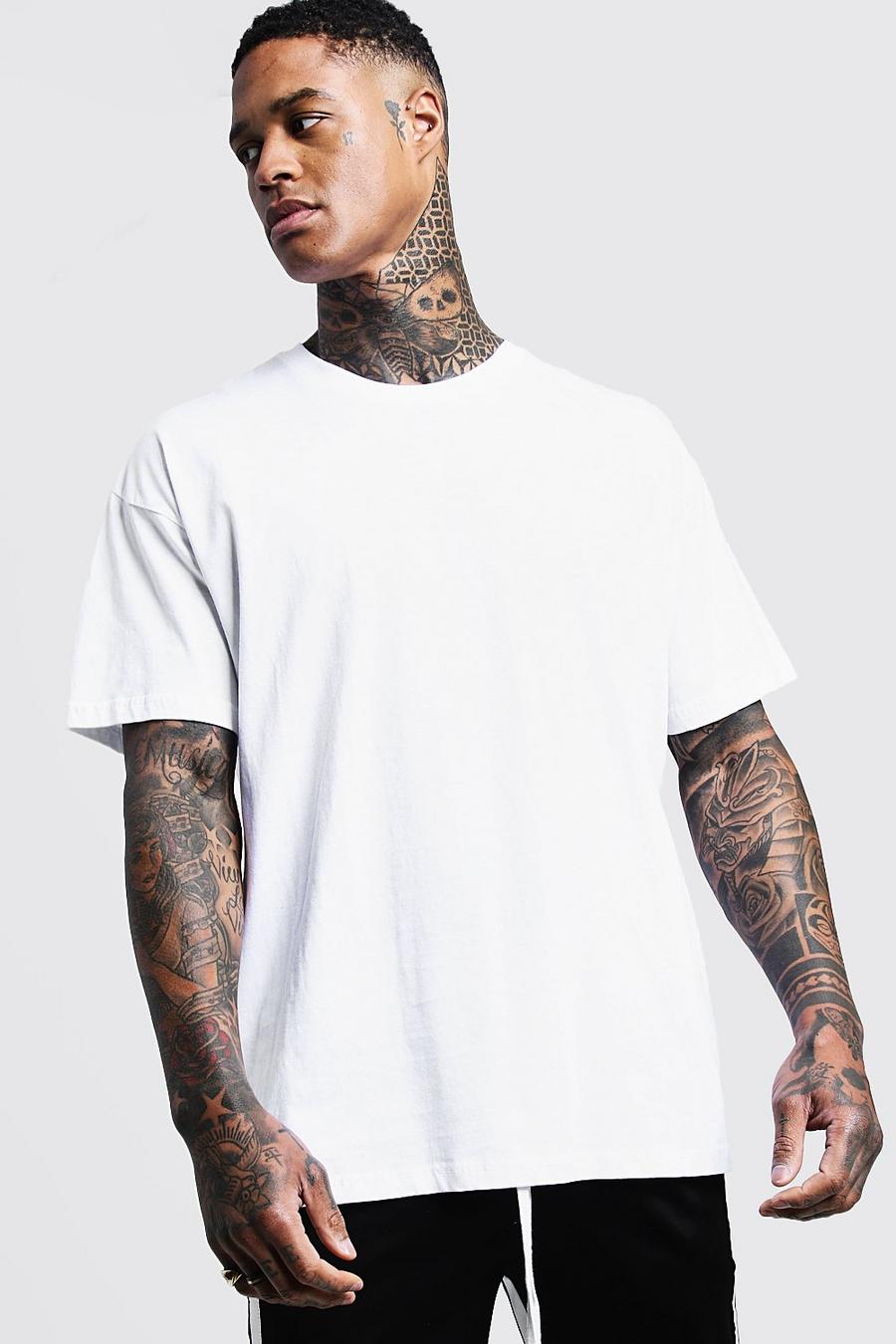 Camiseta oversize con cuello de caja, White