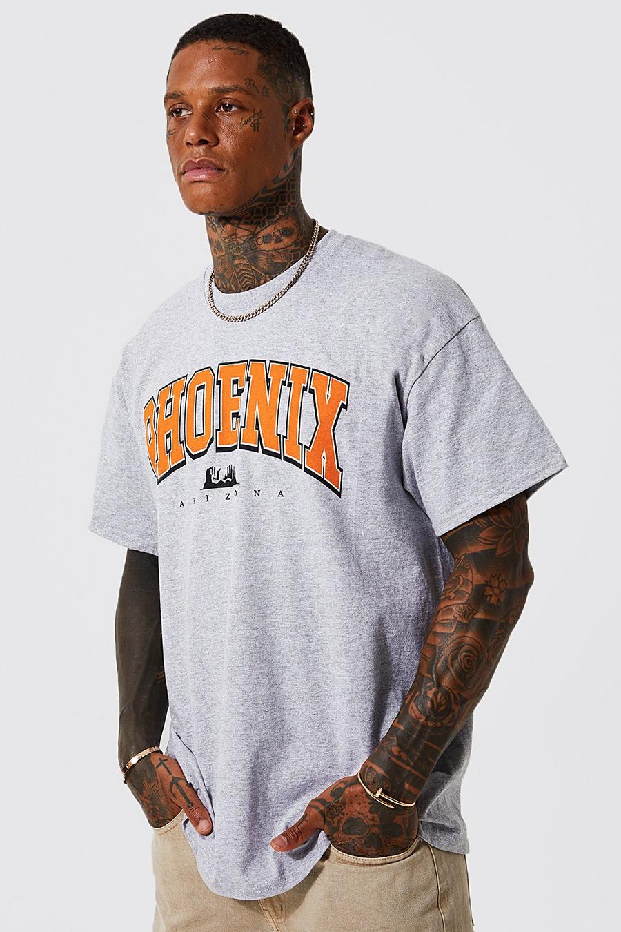 Camiseta oversize con estampado de Phoenix, Grey marl