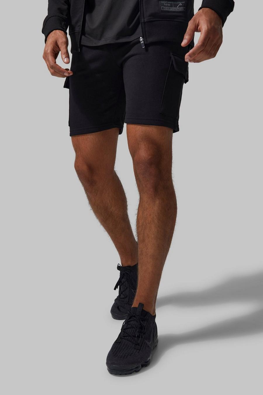 Man Active Cargo-Shorts, Black
