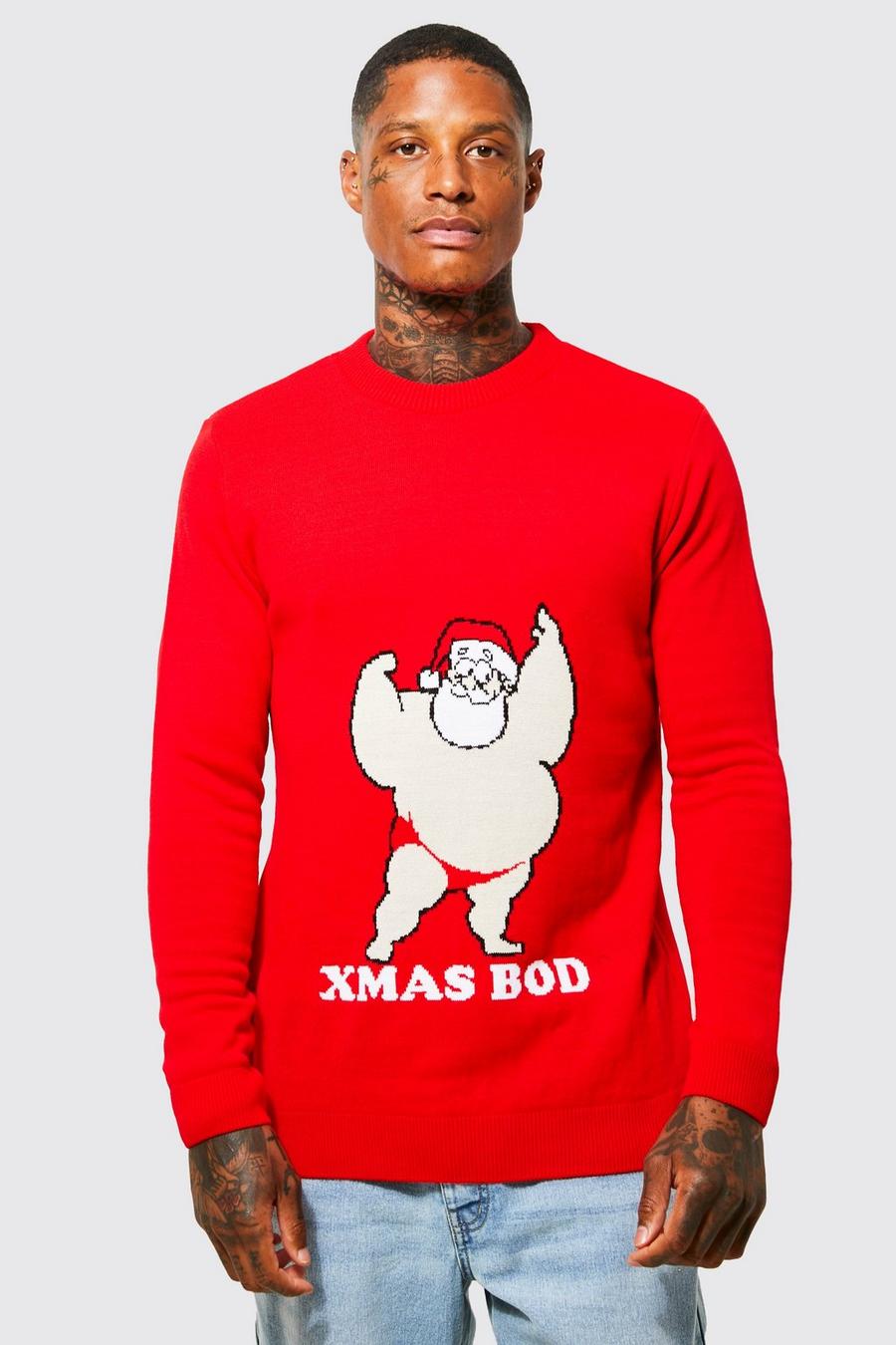 Pull de Noël à imprimé et slogan, Red