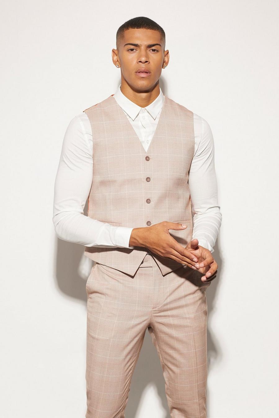 Orange Skinny Check Waistcoat