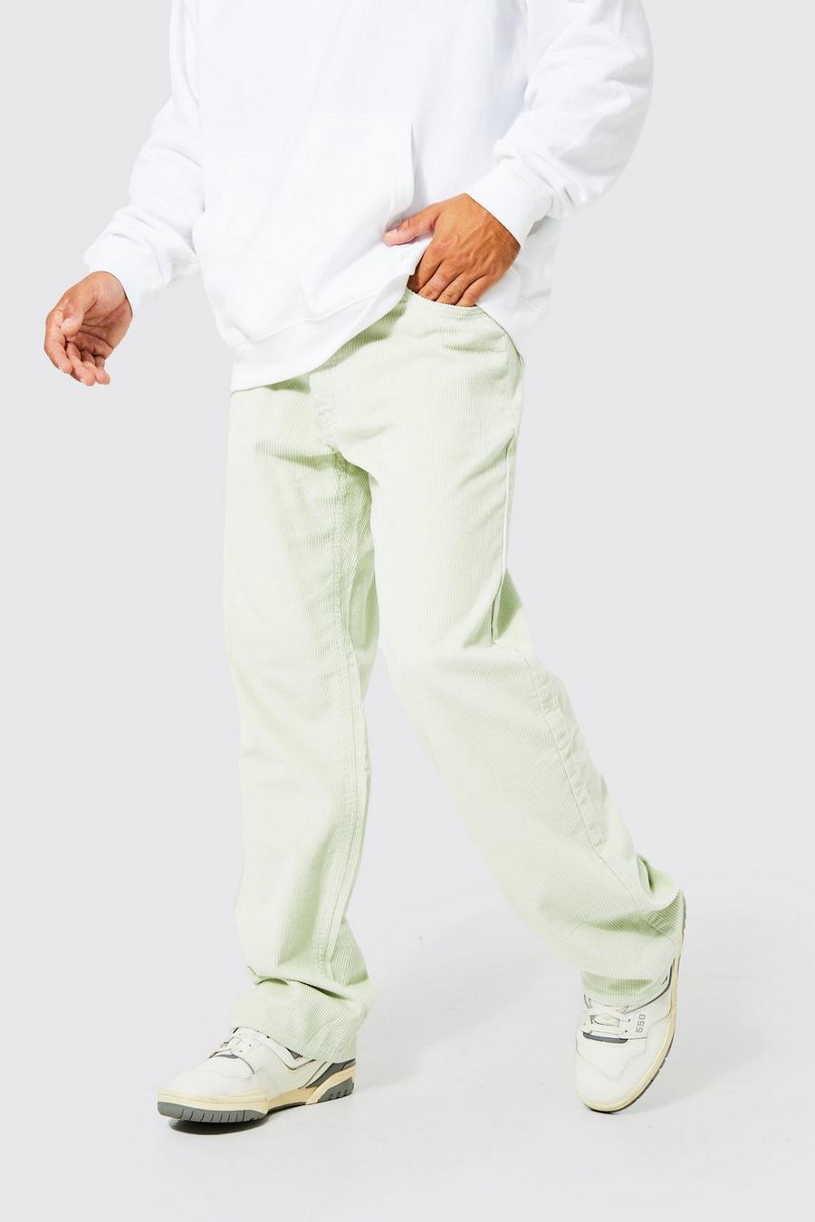 Pantalon décontracté style velours côtelé, Sage