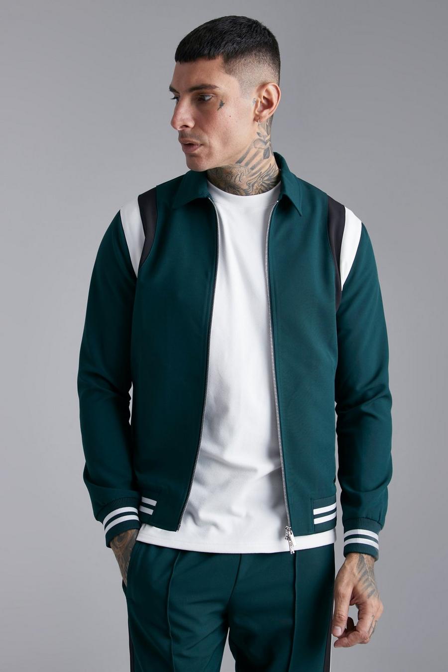 Giacca Bomber sartoriale stile Varsity con colletto, Green image number 1