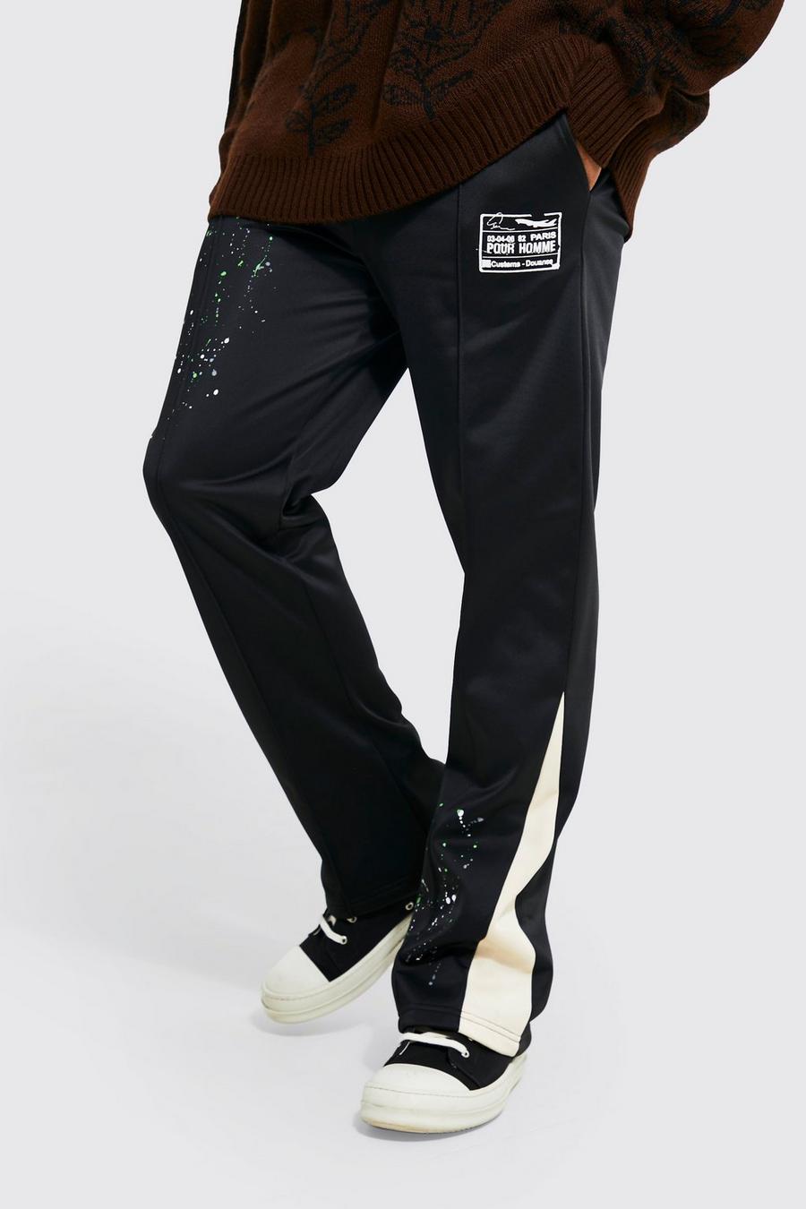 Pantaloni tuta Regular Fit con inserti e grafica, Black