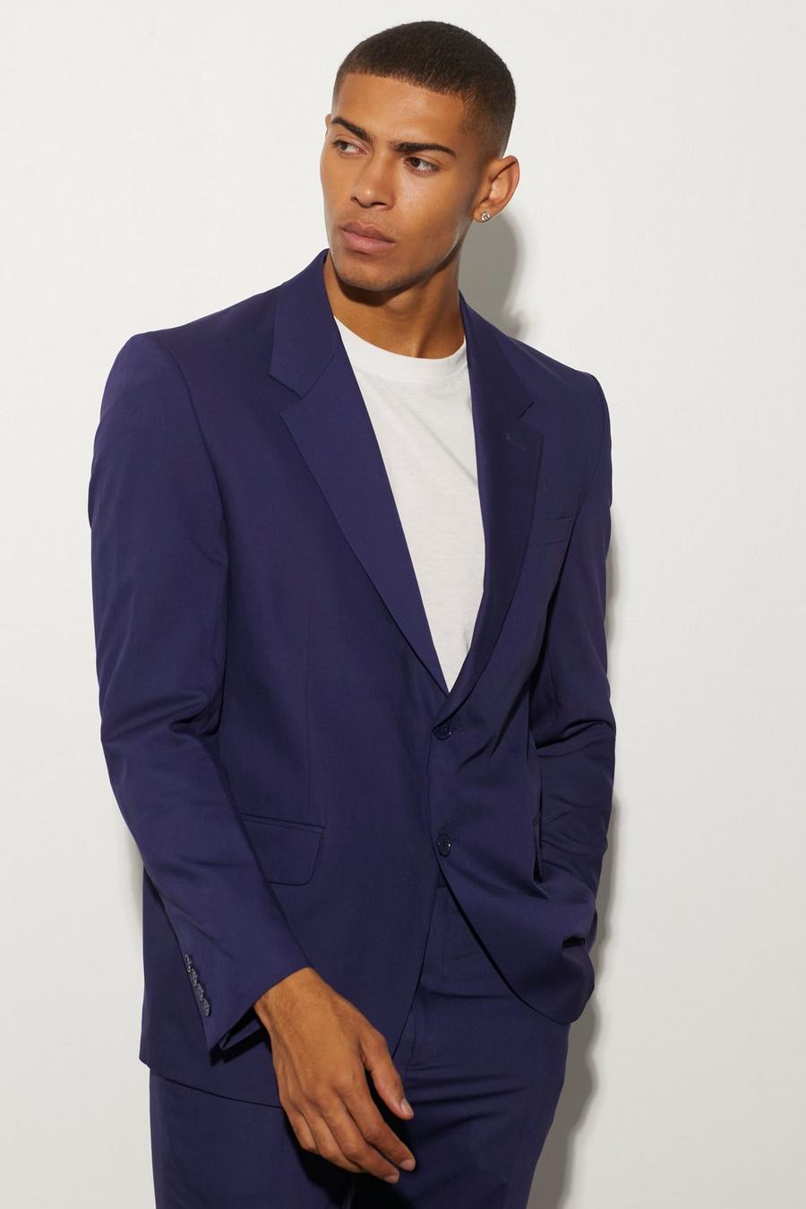 Navy Oversized Boxy Single Breasted Suit Jacket