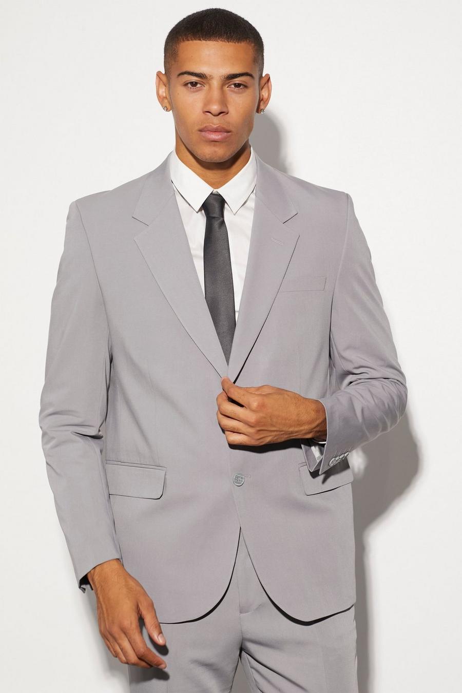 Chaqueta de traje oversize recta con botonadura, Grey