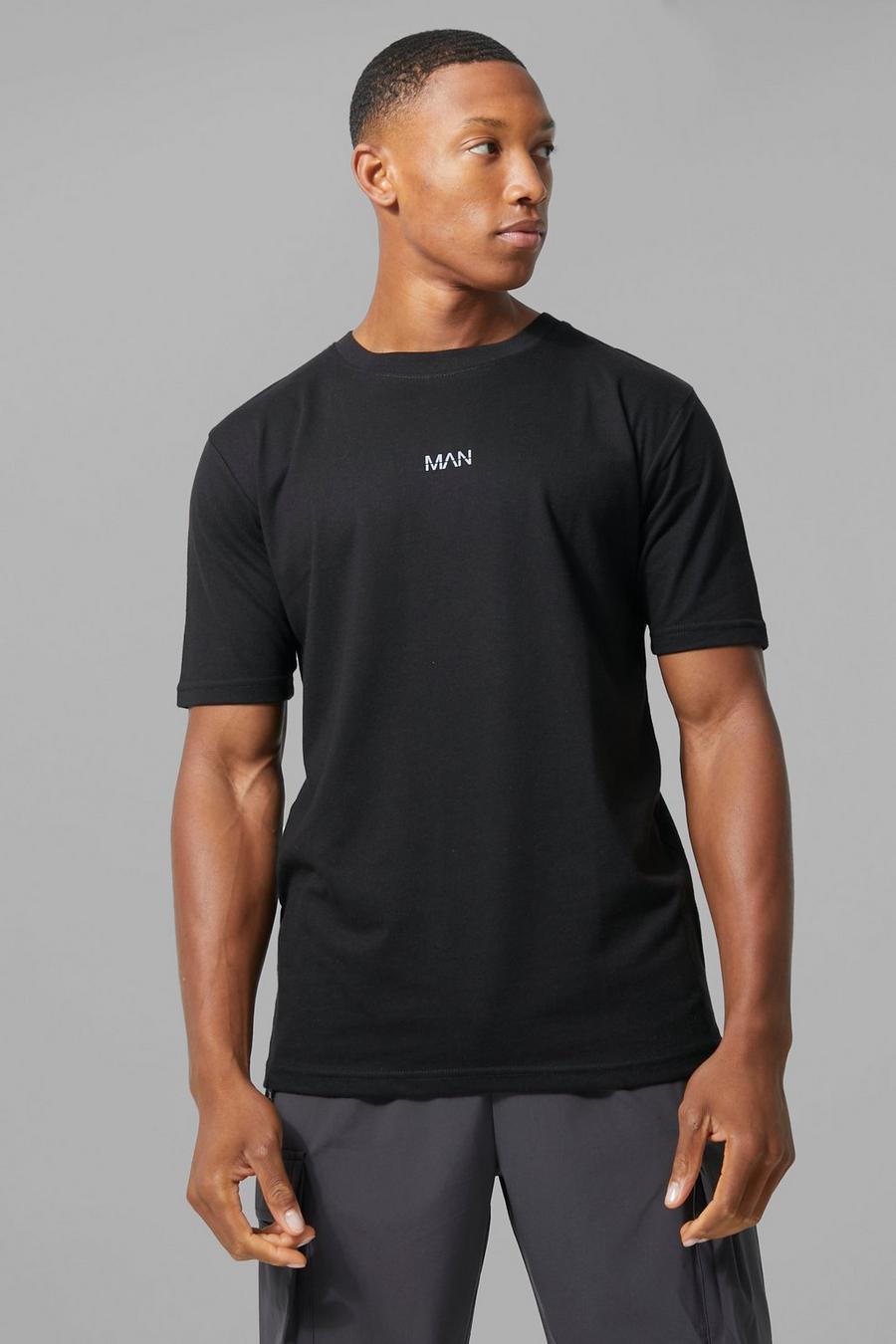 Man Active Gym Basic T-Shirt, Black