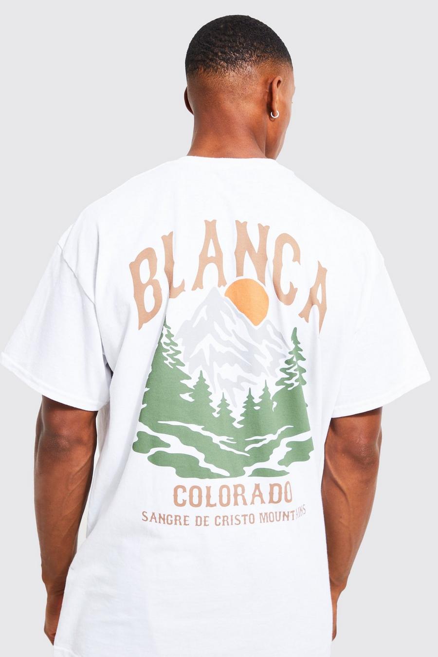 Camiseta oversize con estampado gráfico de las montañas de Colorado, White image number 1