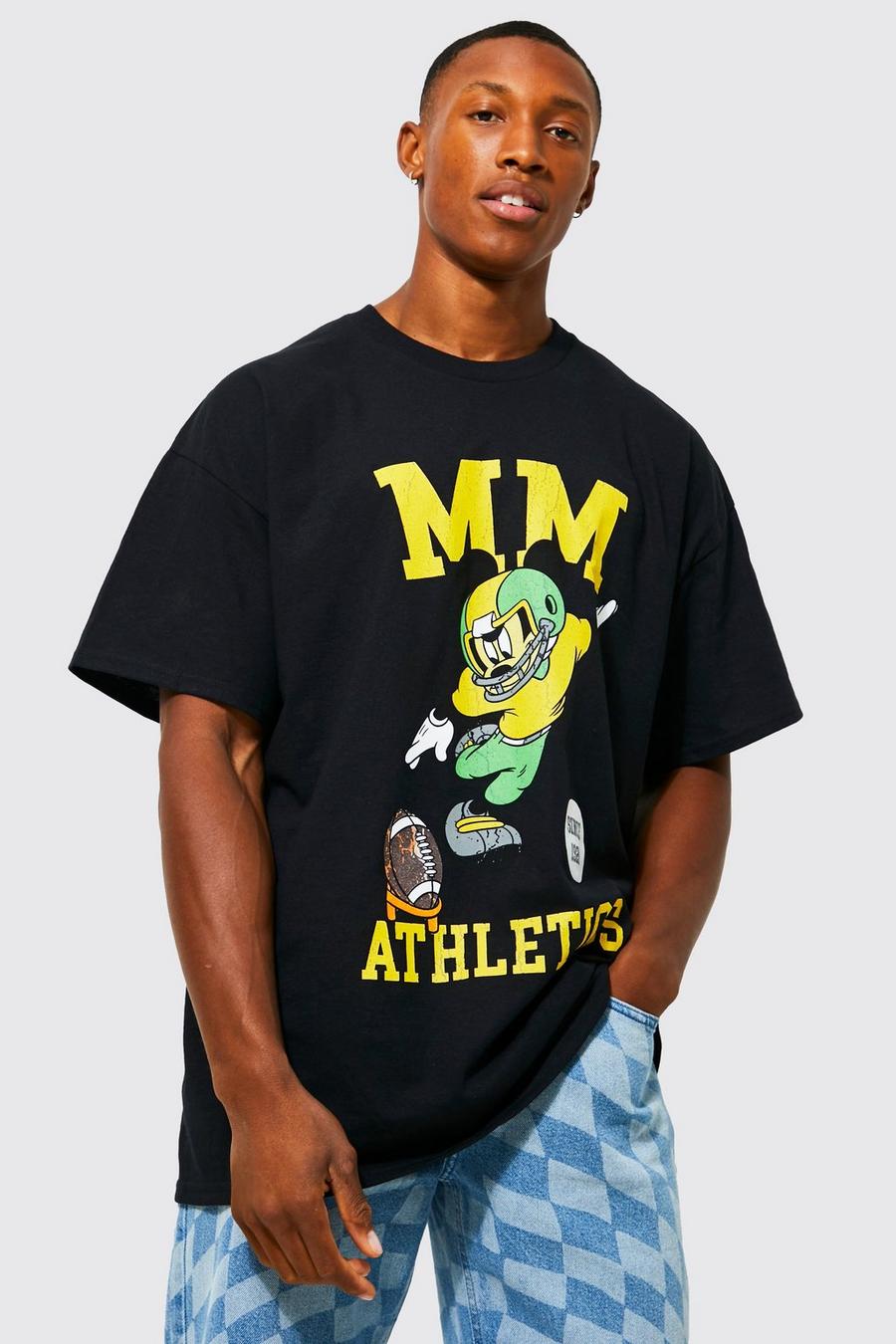 T-shirt universitaire oversize à imprimé Mickey, Black image number 1