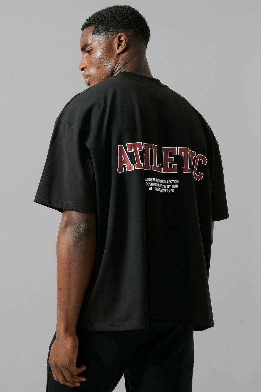 Black Man Active Boxy Athletic Back Print T-shirt