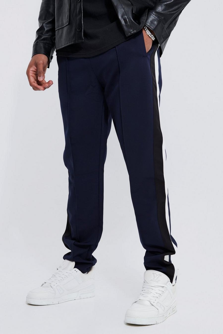 Pantalón Tall entallado con estampado universitario, Navy