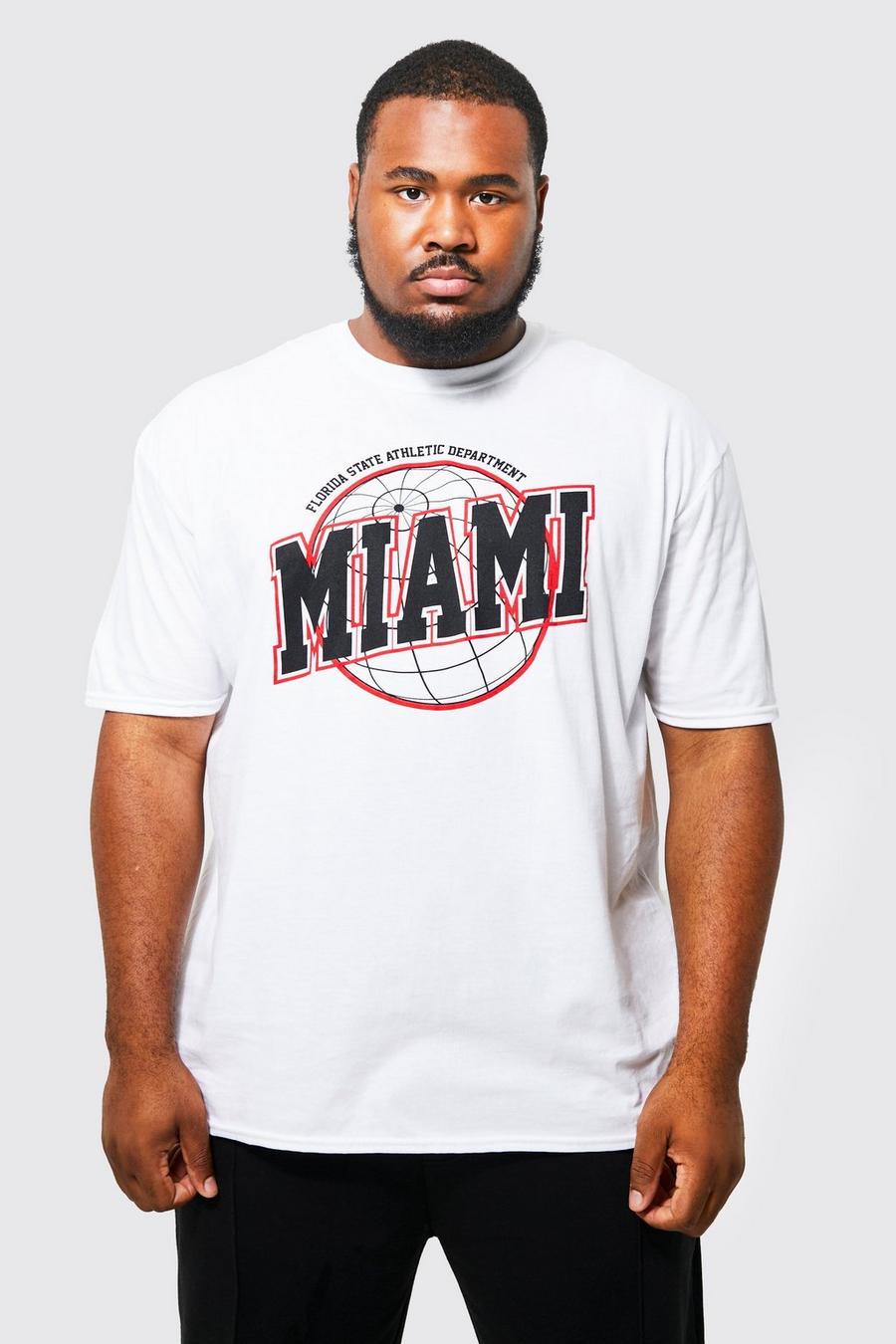 Grande taille - T-shirt universitaire à imprimé Miami, White image number 1