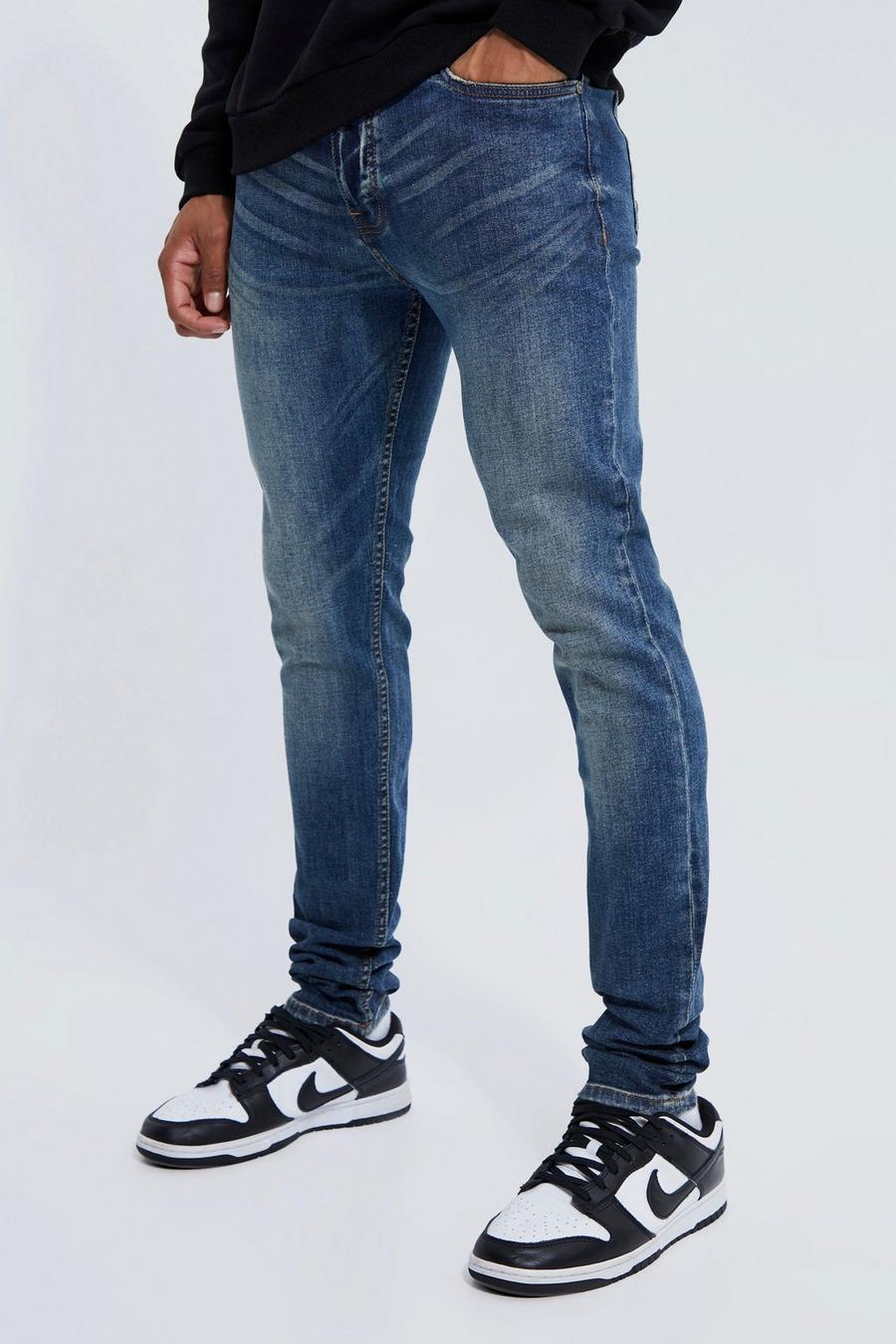 Jeans Skinny Fit Stretch con pieghe sul fondo, Vintage blue