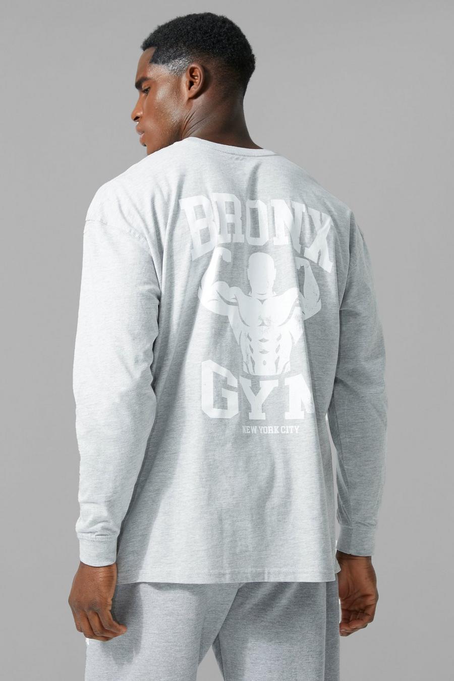 T-shirt de sport à slogan Bronx au dos - MAN Active, Grey marl image number 1