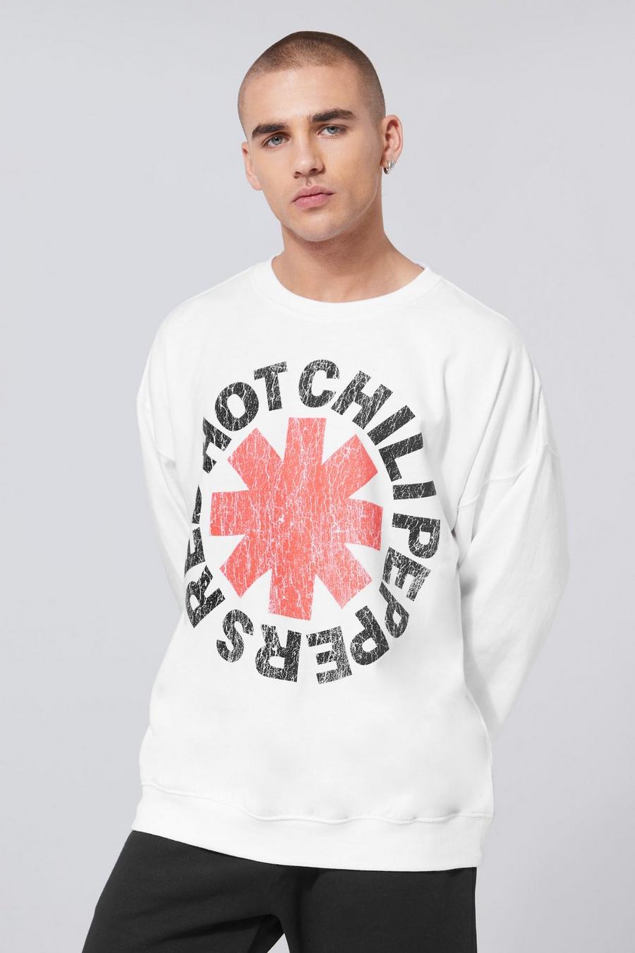 Oversize Sweatshirt mit Red Hot Chili Peppers Print, White